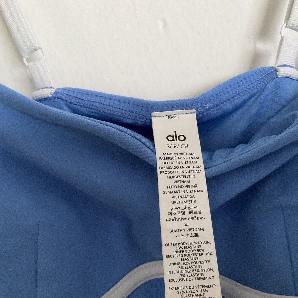 Alo Yoga Airbrush Streamlined Dress Crystal Clear Blue/White Small - Picture 4 of 8
